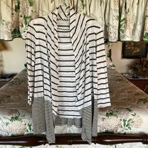 Talbots Light Weight White with Green Stripes Duster with Tank Duo, Size Small